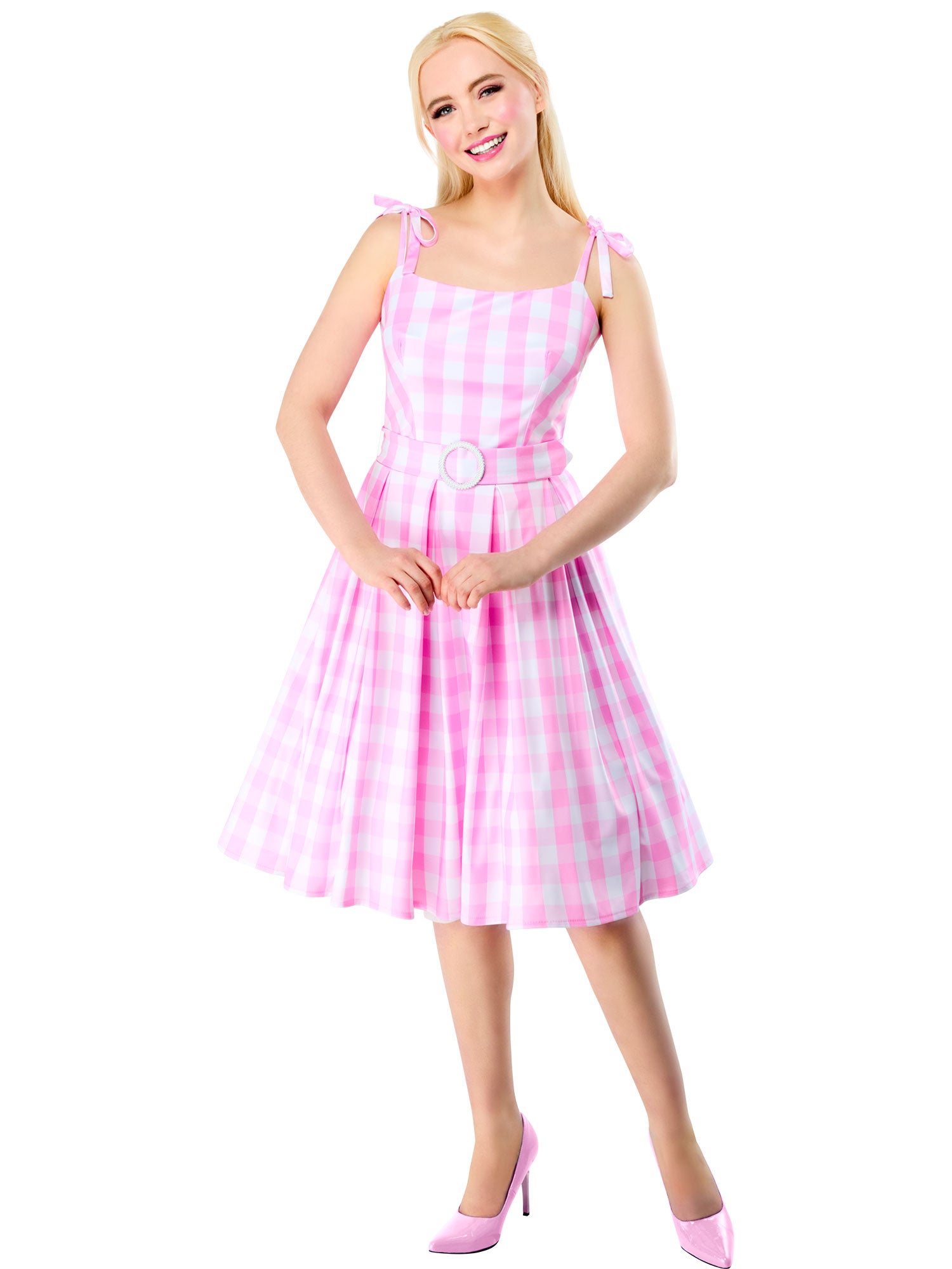 Women's Barbie Movie Perfect Day Pink Gingham Dress Women's Barbie Movie Perfect Day Pink Gingham Dress