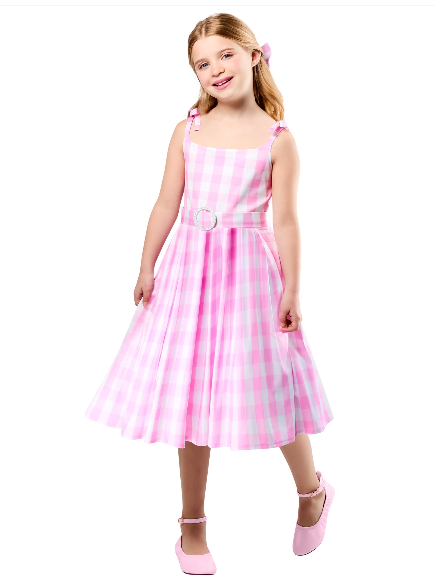 Girls' Barbie Movie Perfect Day Pink Gingham Dress Girls' Barbie Movie Perfect Day Pink Gingham Dress