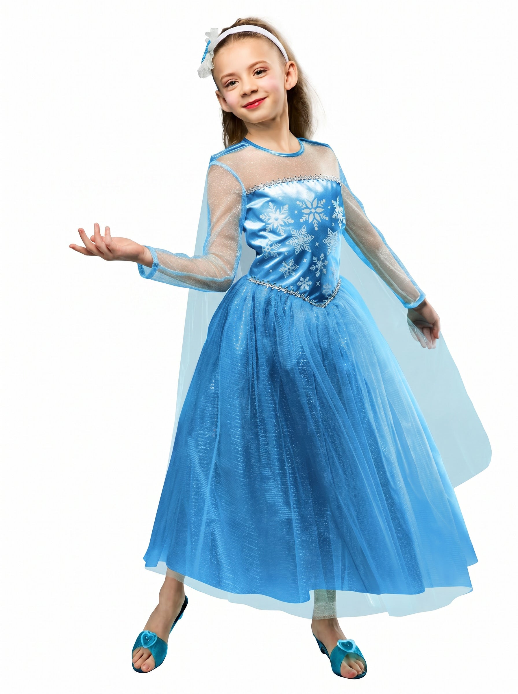 Girls' Blue Snow Princess Dress and Headband