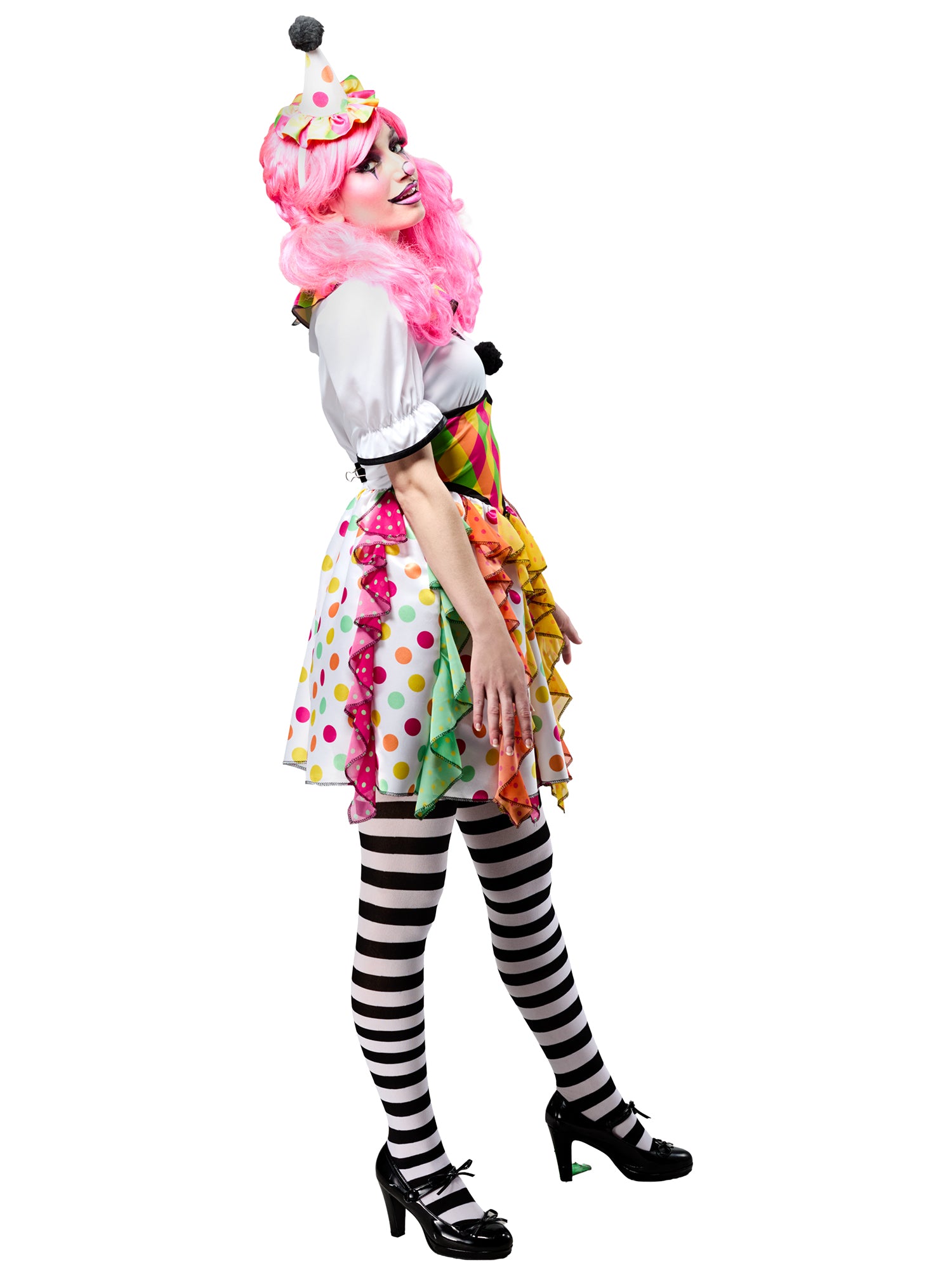 Women's Polka Dot Plaid Clown Costume - costumes.com