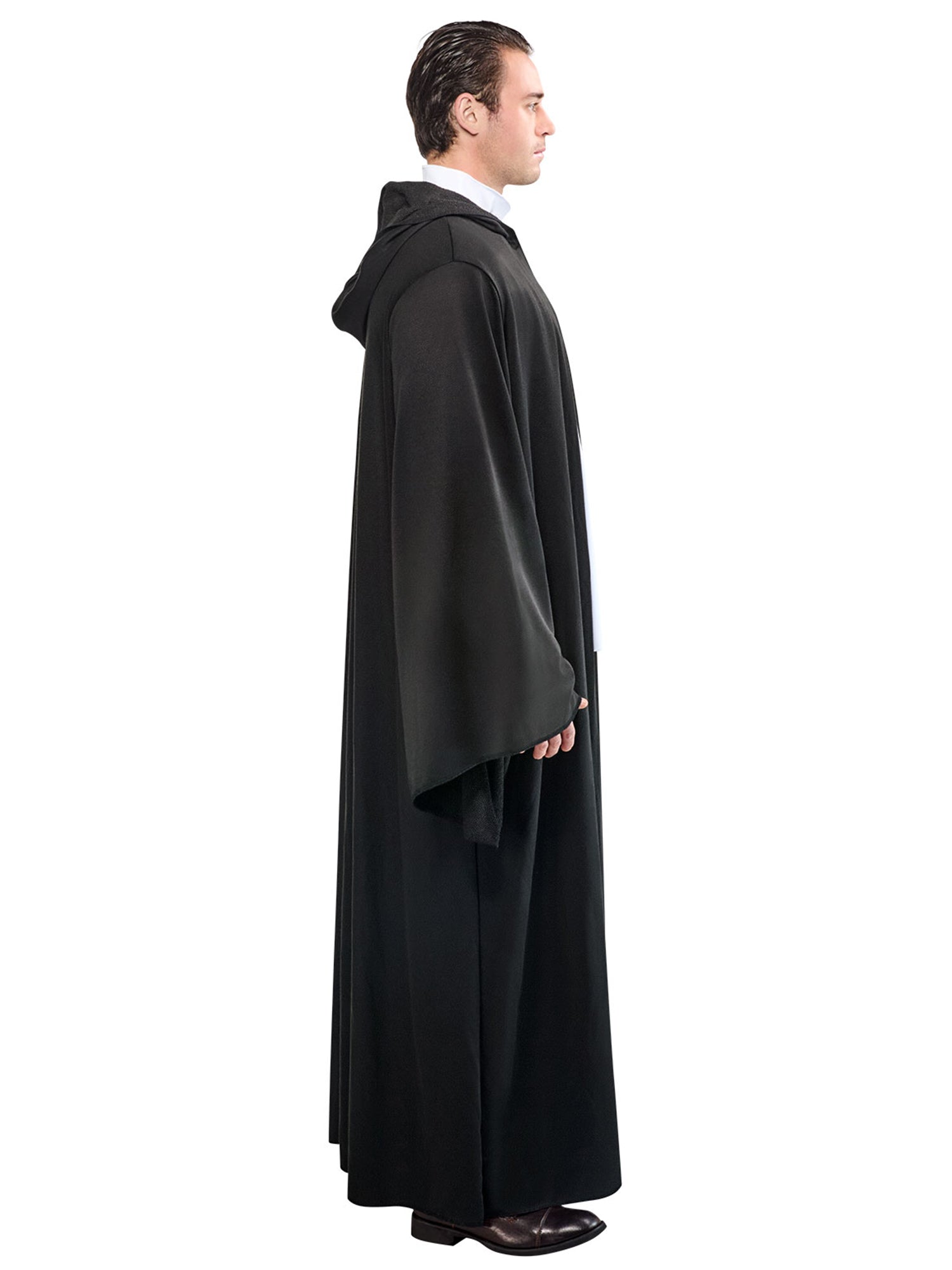 Adult Black Full Length Hooded Renaissance Cloak - costumes.com