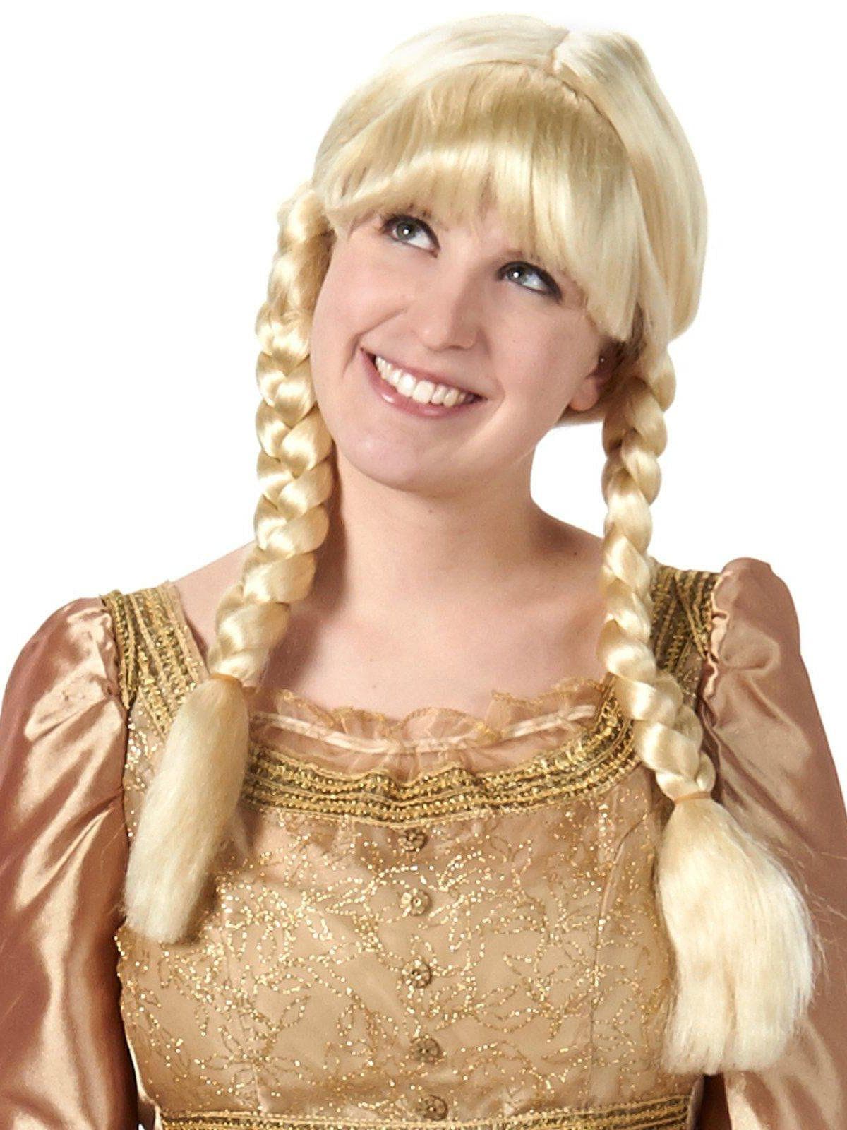 Women's Blonde Wig with Braided Pigtails and Bangs - costumes.com