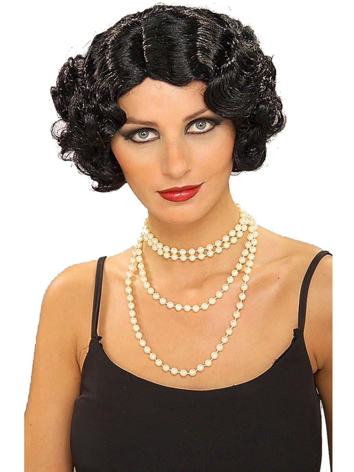 Women's Short and Wavy Black Flapper Wig - costumes.com
