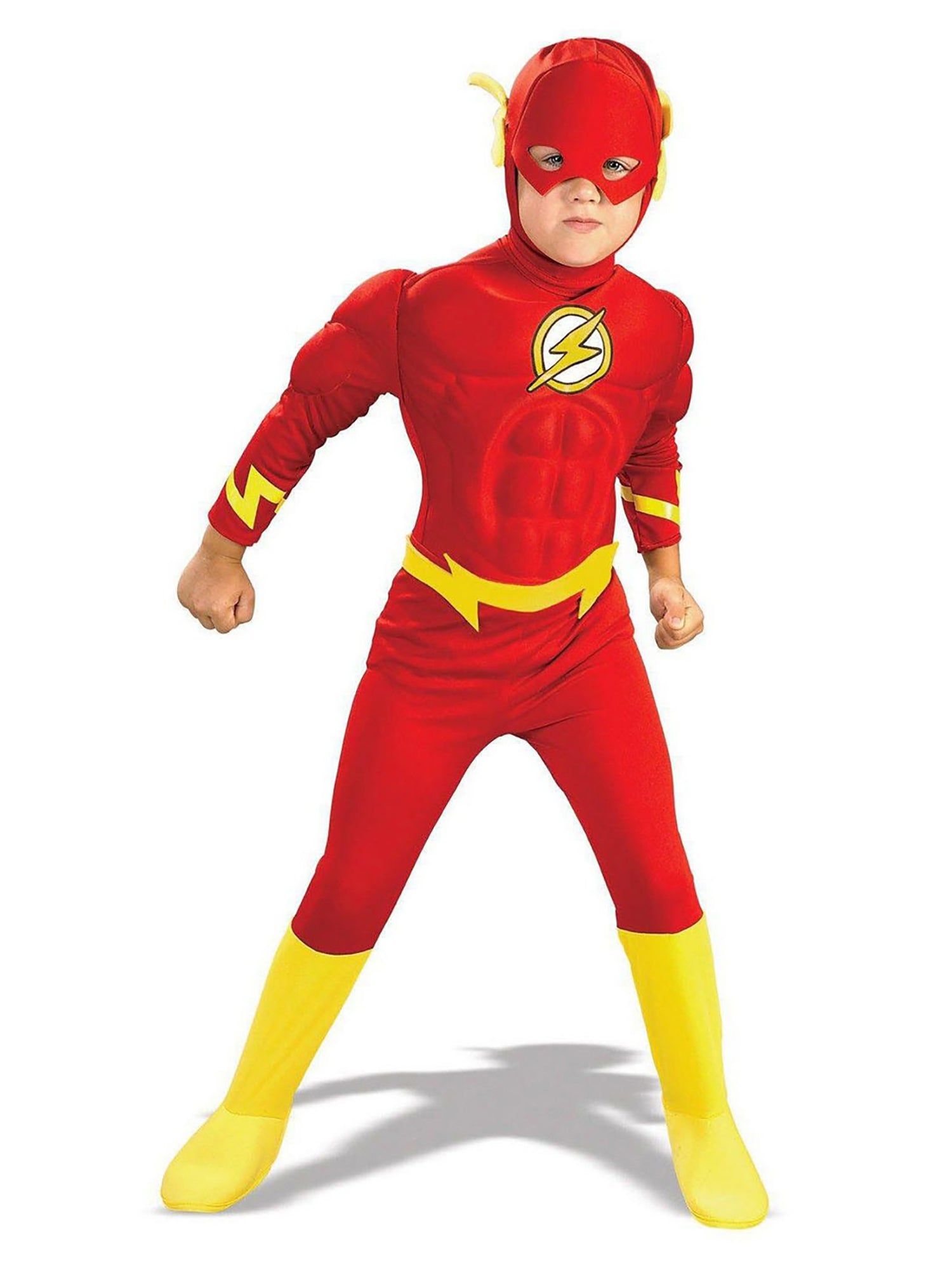 Kids' Justice League Flash Deluxe Muscle Chest Costume - costumes.com