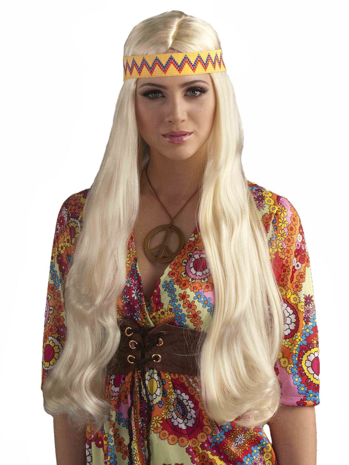 Adult Long Blonde Hippie Wig - costumes.com