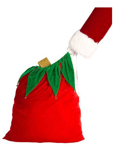 Velvet Santa Bag With Bells - costumes.com