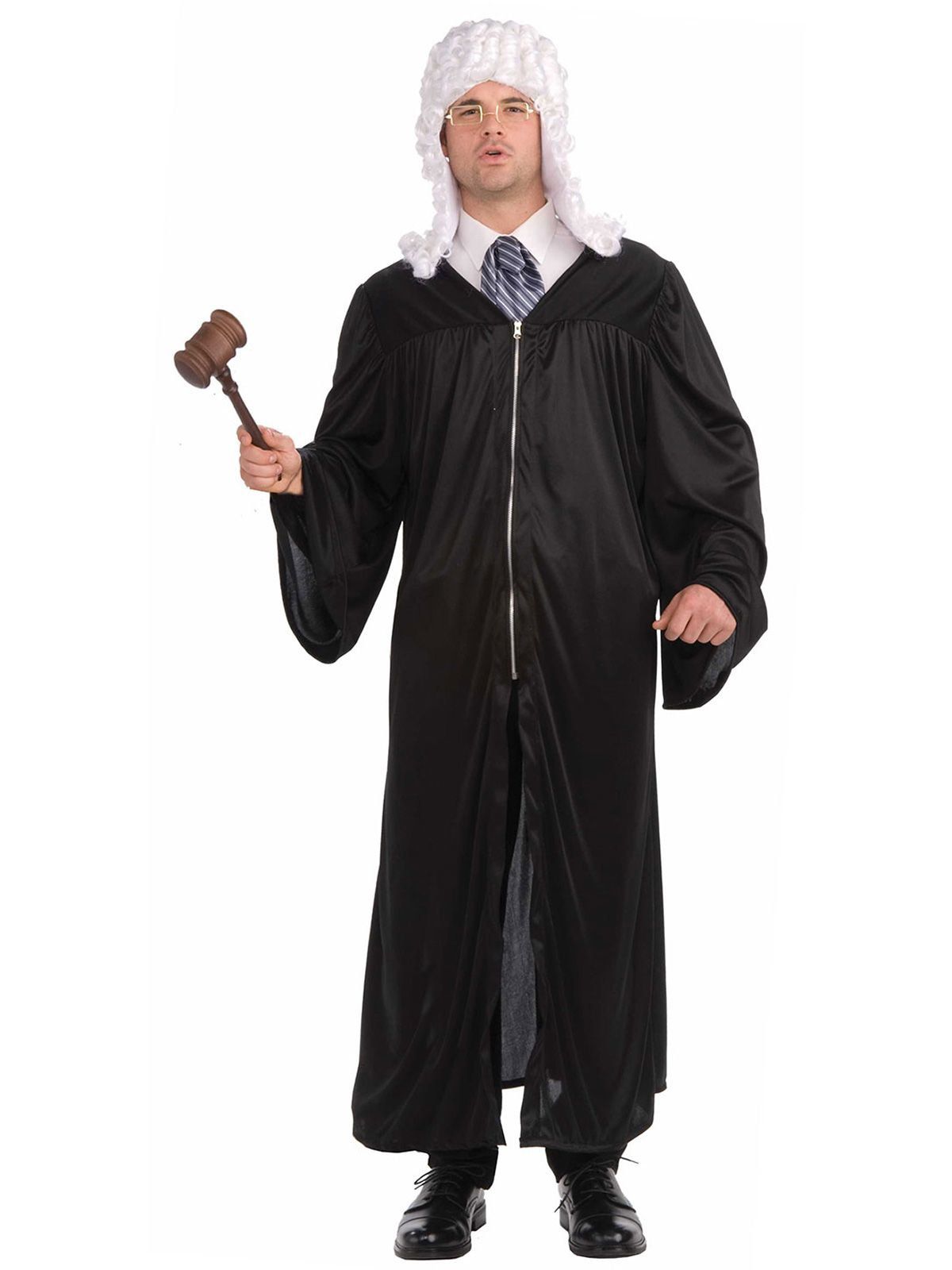 Men's Black Zipper Front Judge Robe Costume - costumes.com