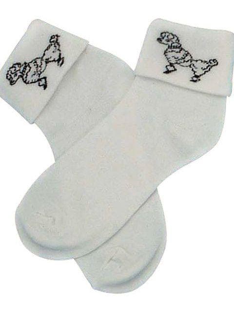 Women's White 1950's Poodle Dog Socks - costumes.com