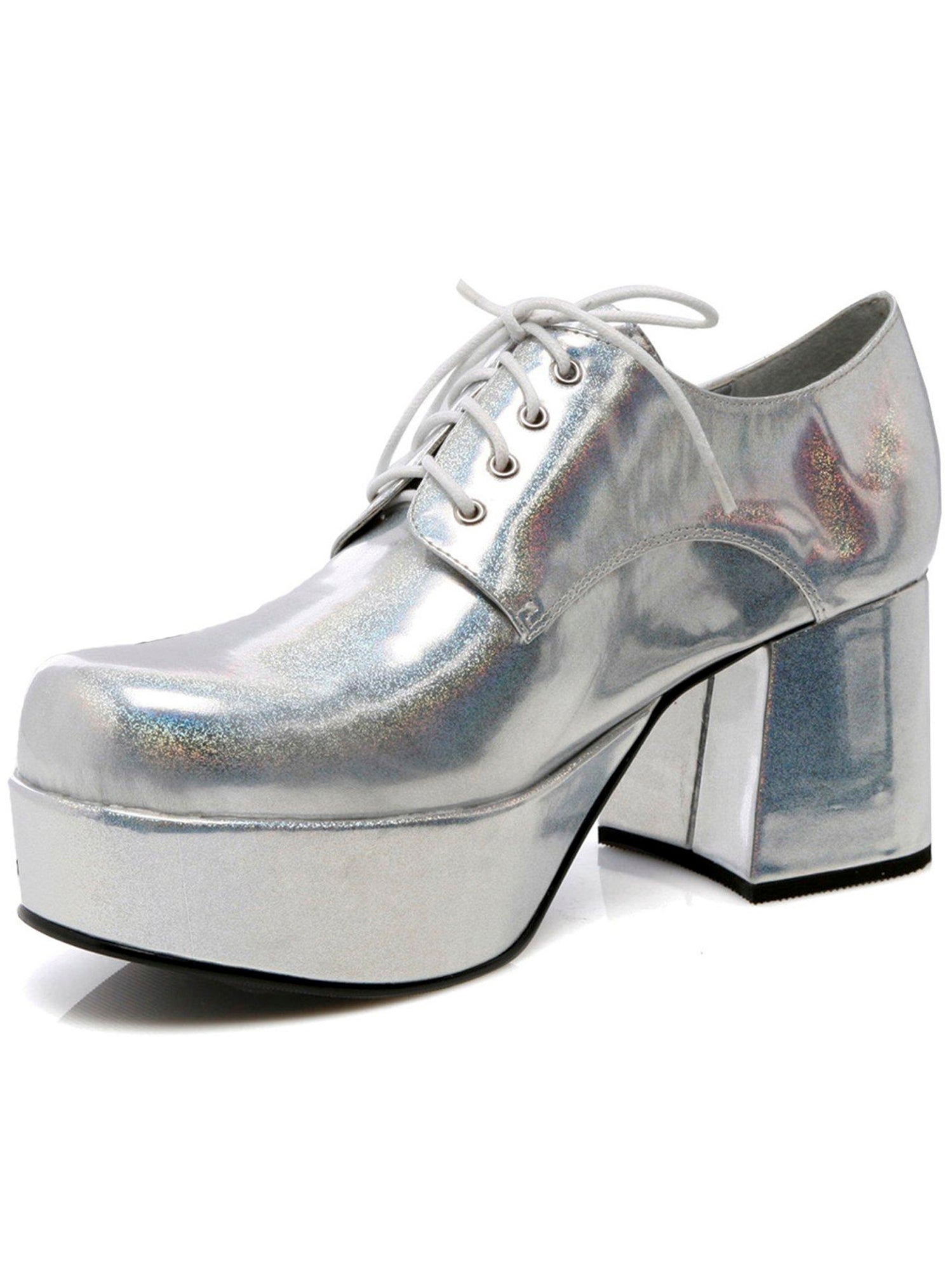 Adult Silver 70s Platform Heeled Shoes Adult Silver 70s Platform Heeled Shoes