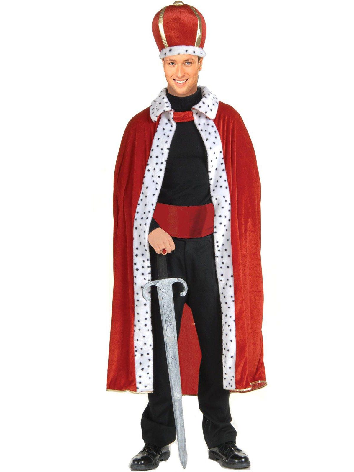 Men's Royal Red King Cape and Crown Set - costumes.com