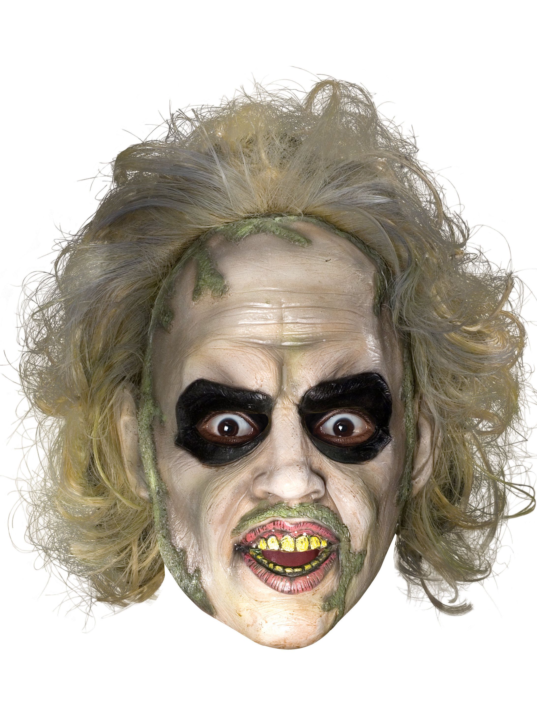 Adult Beetlejuice Vinyl 3/4 Mask with Hair - costumes.com