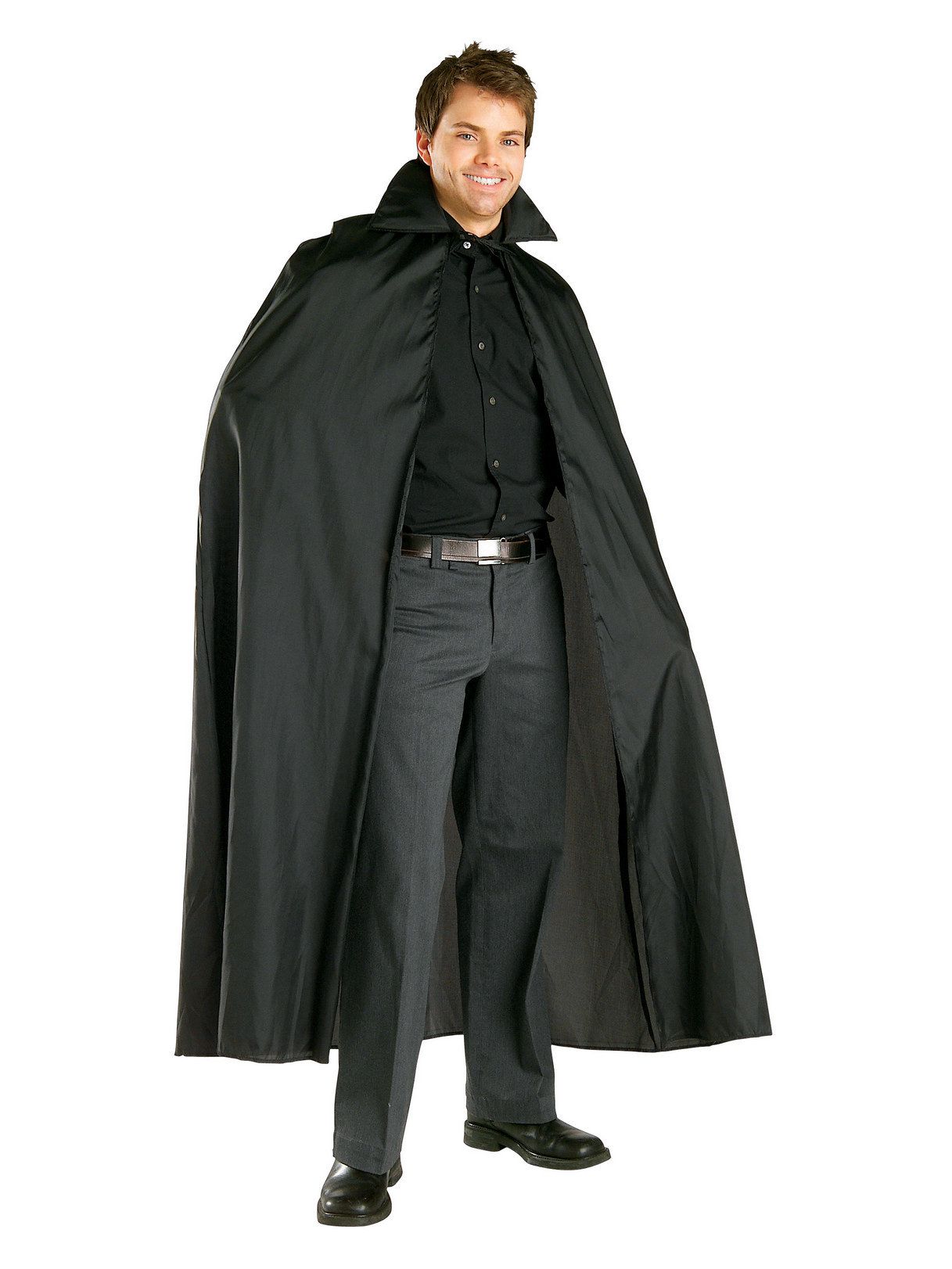Adult Black Satiny Long Cape - costumes.com