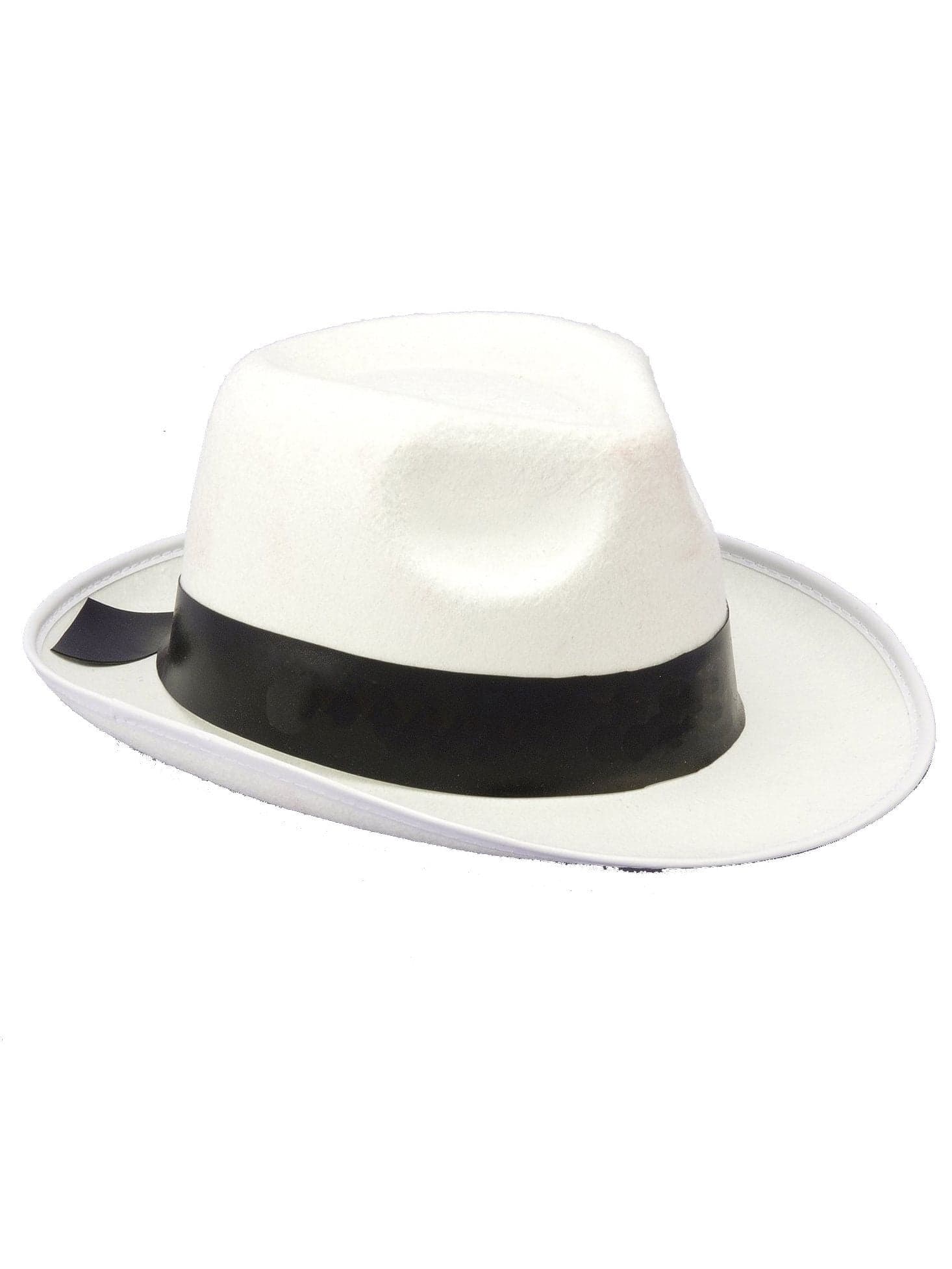 Adult White Fedora with Black Trim - costumes.com