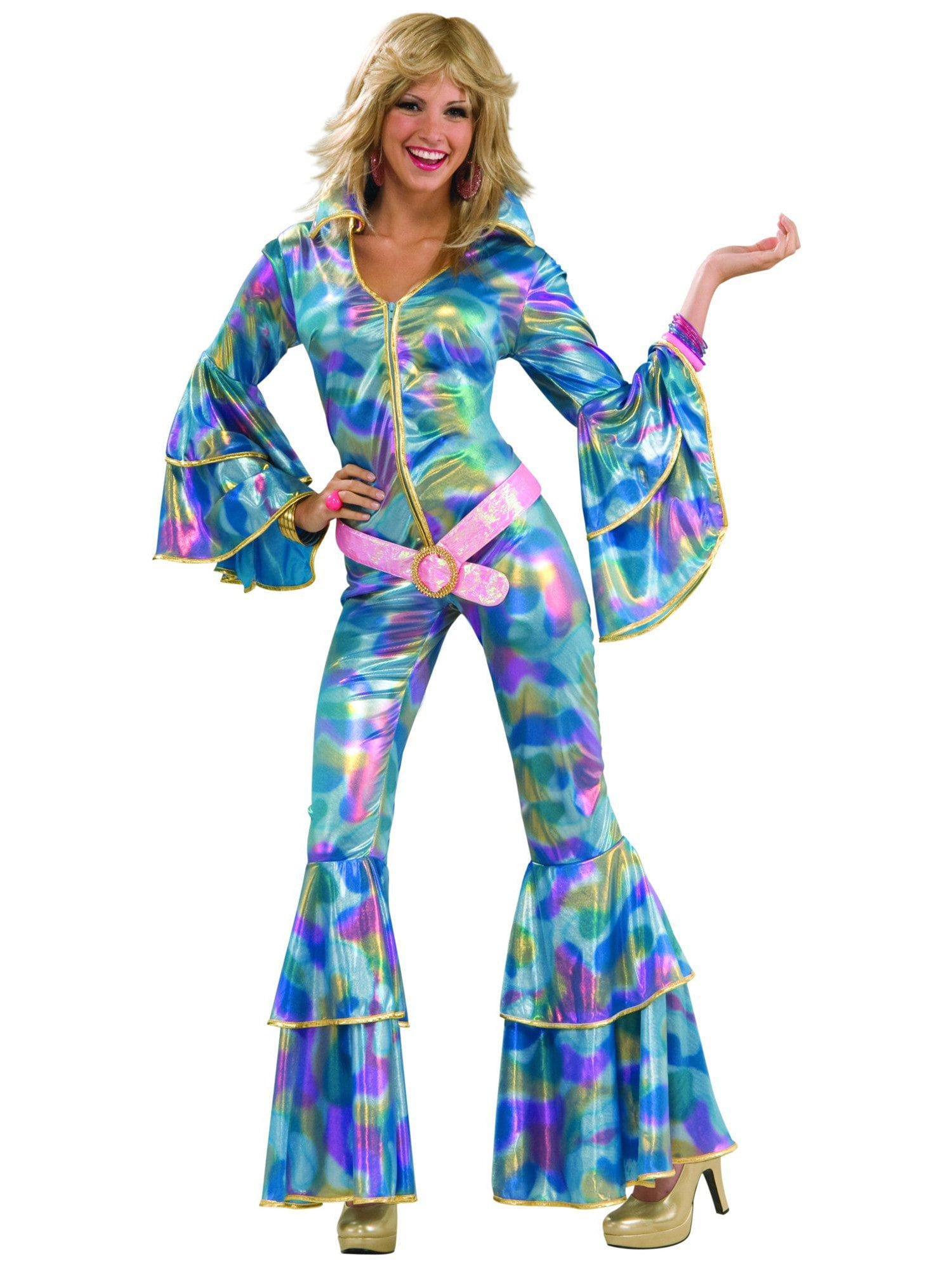 Women's 1970's Blue Tie-Dye Disco Mama Costume - costumes.com