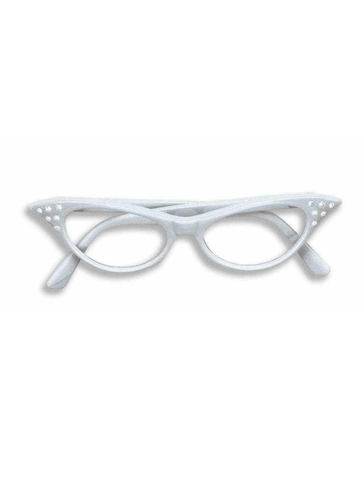 Adult White Rhinestone 1950's Glasses - costumes.com