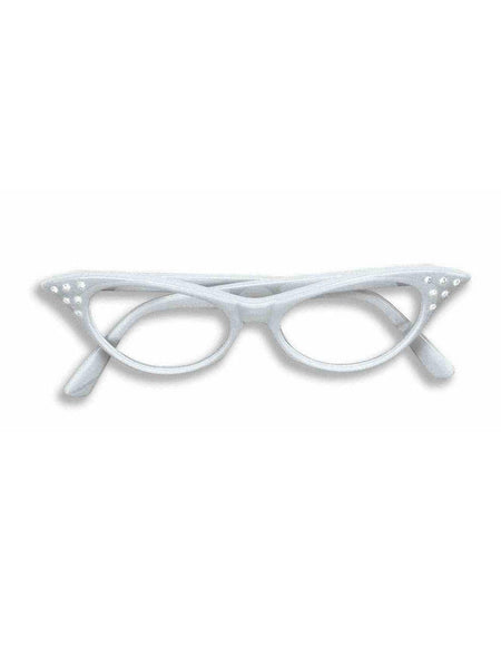Adult White Rhinestone 1950's Glasses