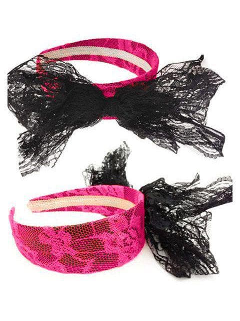 80s Lace Headband With Bow - costumes.com