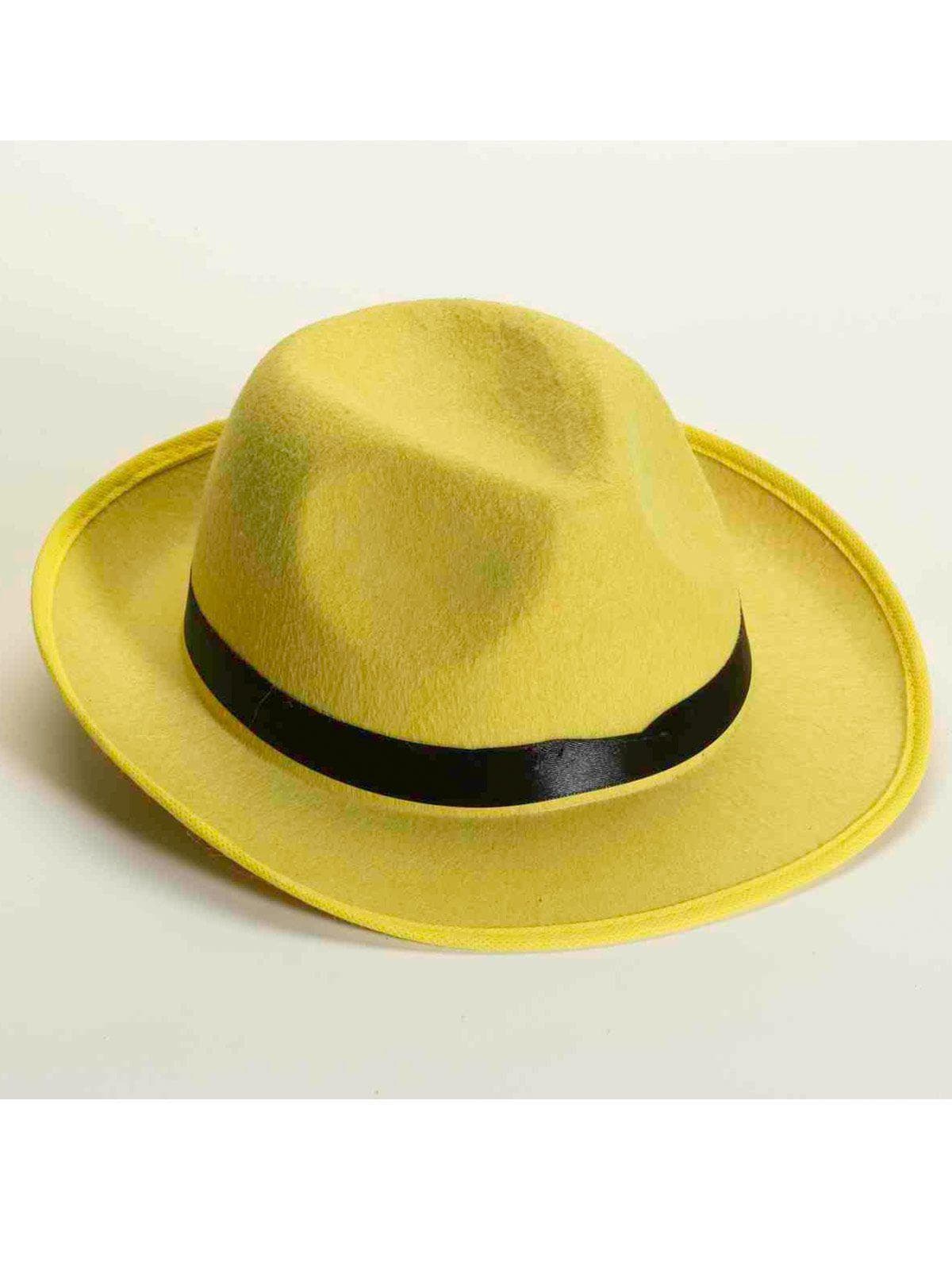 Adult Yellow Fedora with Black Trim - costumes.com