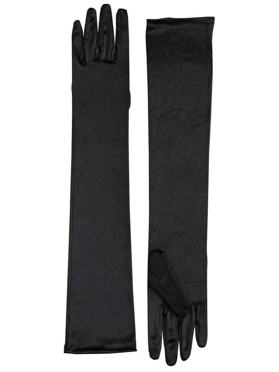 Women's Black Old Hollywood Extra Long Satin Gloves - costumes.com
