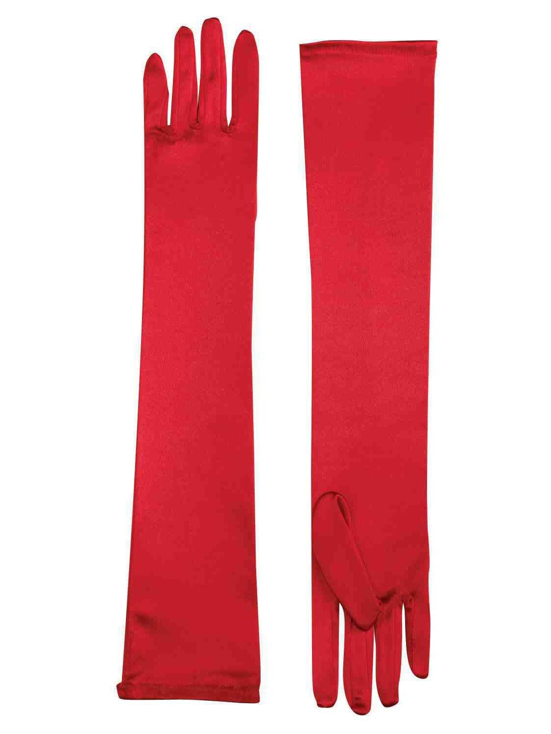 Women's Red Old Hollywood Extra Long Satin Gloves - costumes.com
