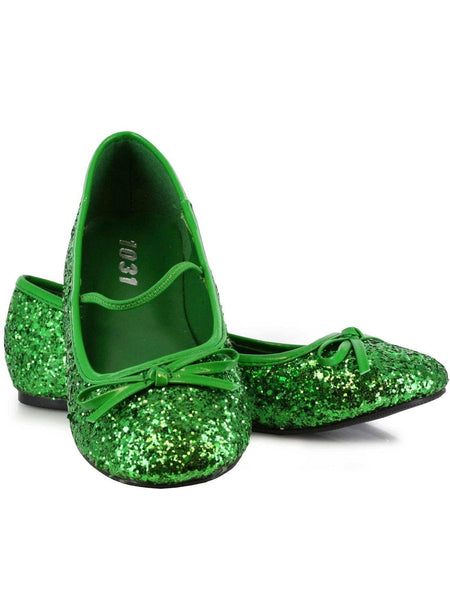 Kids Green Sparkle Ballet Shoes
