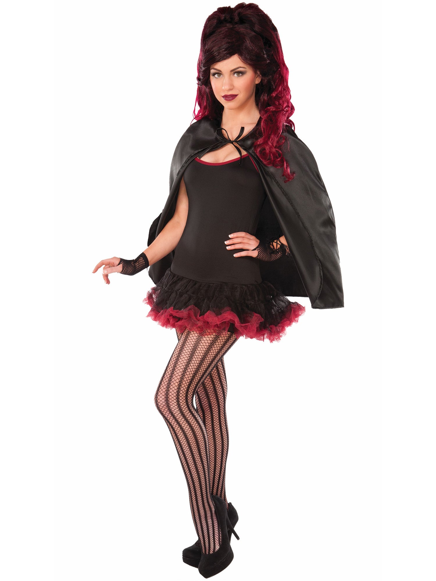 Adult Black Satiny Short Cape - costumes.com