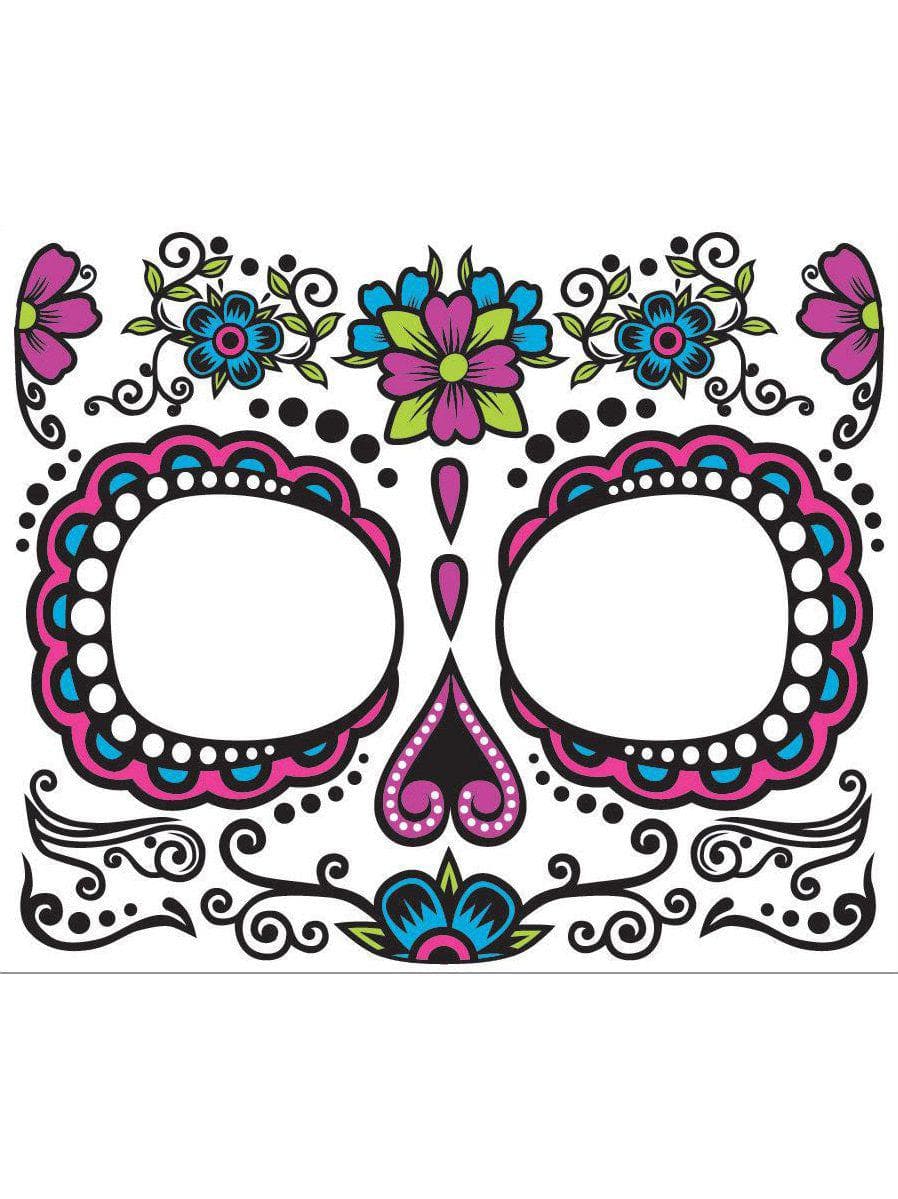Adult Day Of The Dead Inspired Temporary Face Tattoo - costumes.com