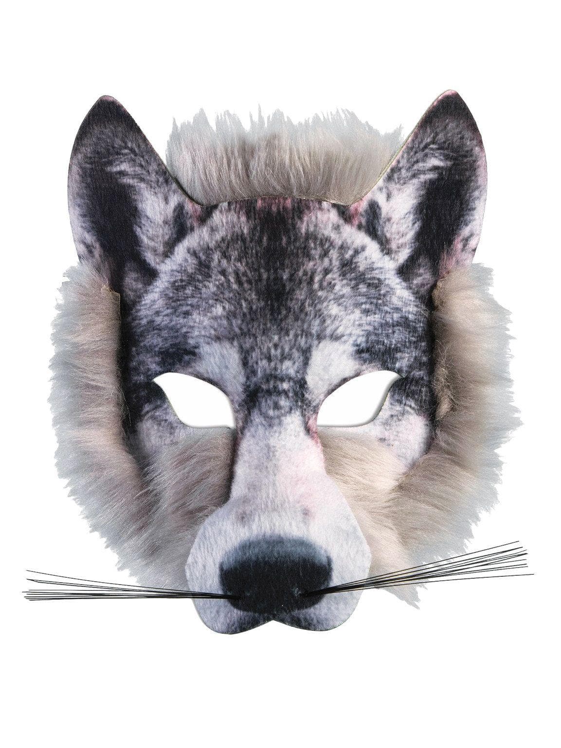 Adult Realistic Plush Wolf Half Mask - costumes.com