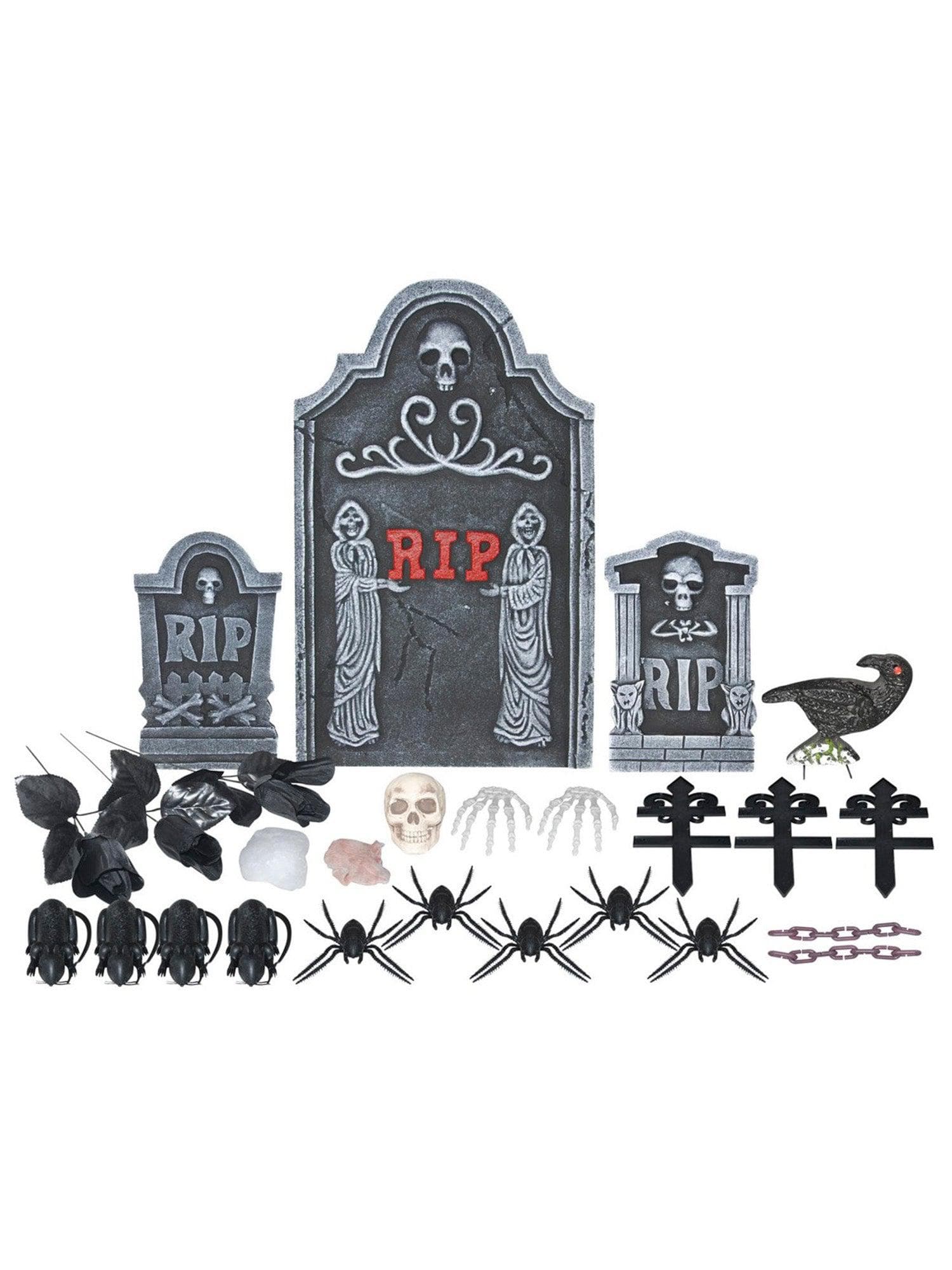 24 Piece Tombstone Graveyard Prop Kit - costumes.com