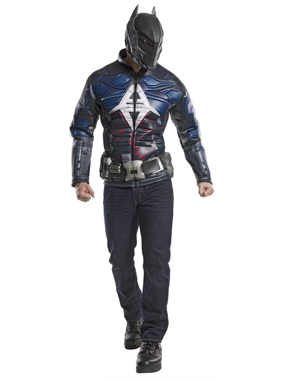 Men's Batman: Arkham City Muscle Chest Top, Belt and Mask Set - costumes.com