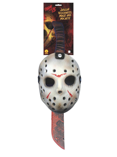 Adult Friday The 13th Jason Voorhees Bloody Machete and Mask