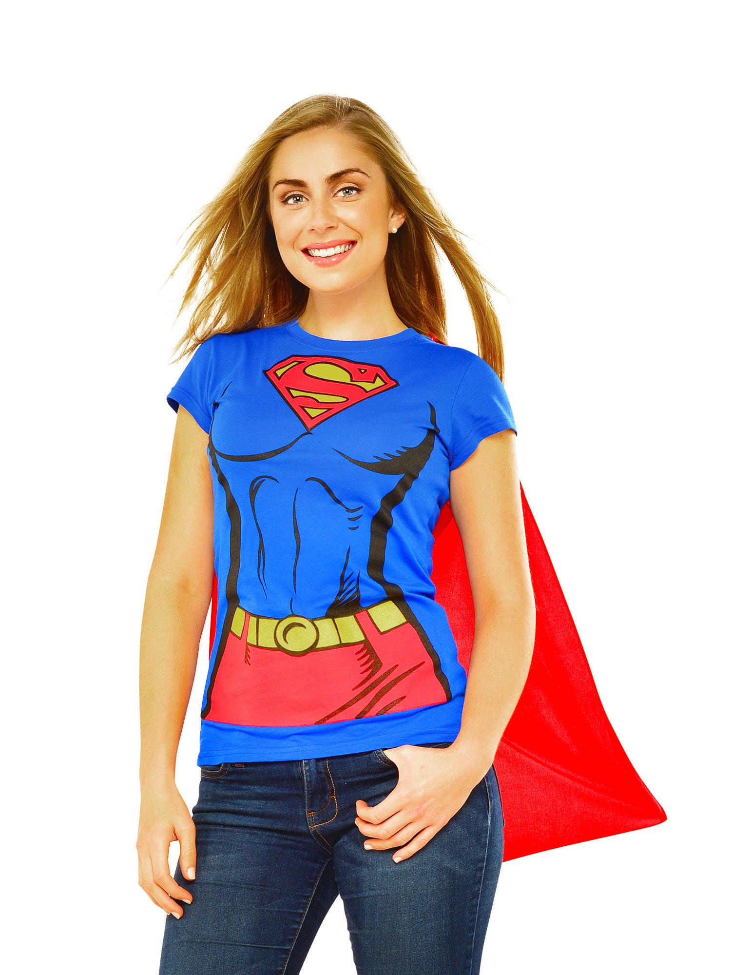 Women's DC Comics Caped Supergirl T-Shirt - costumes.com