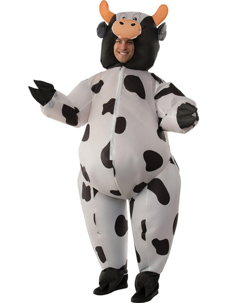 Adult Black and White Inflatable Cow Costume