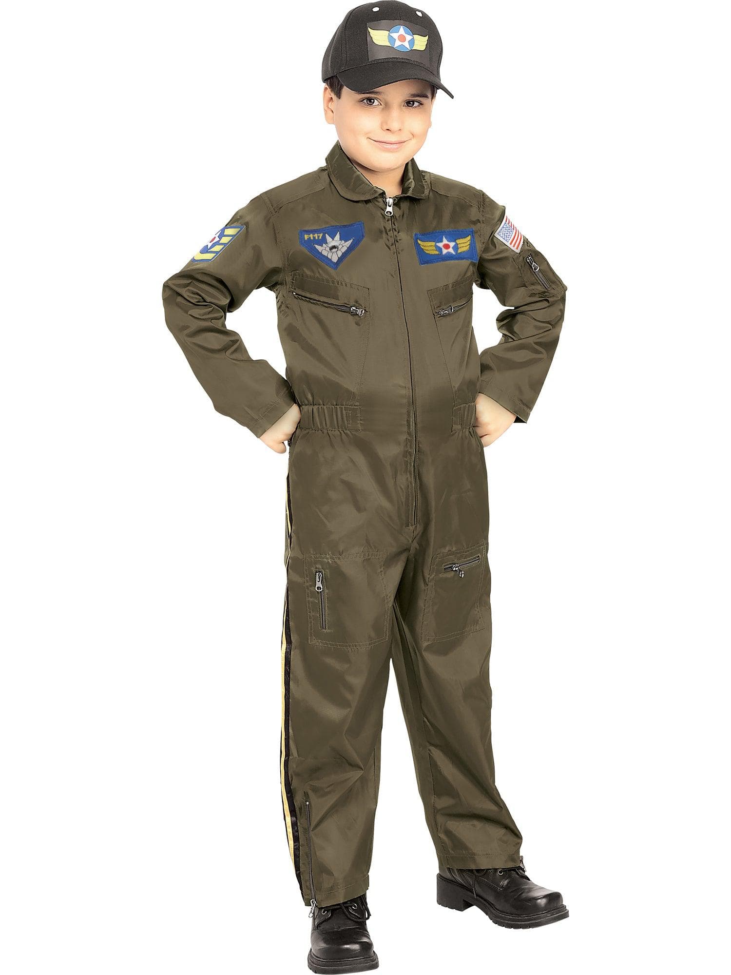 Kids' Junior Fighter Pilot Jumpsuit and Hat - costumes.com