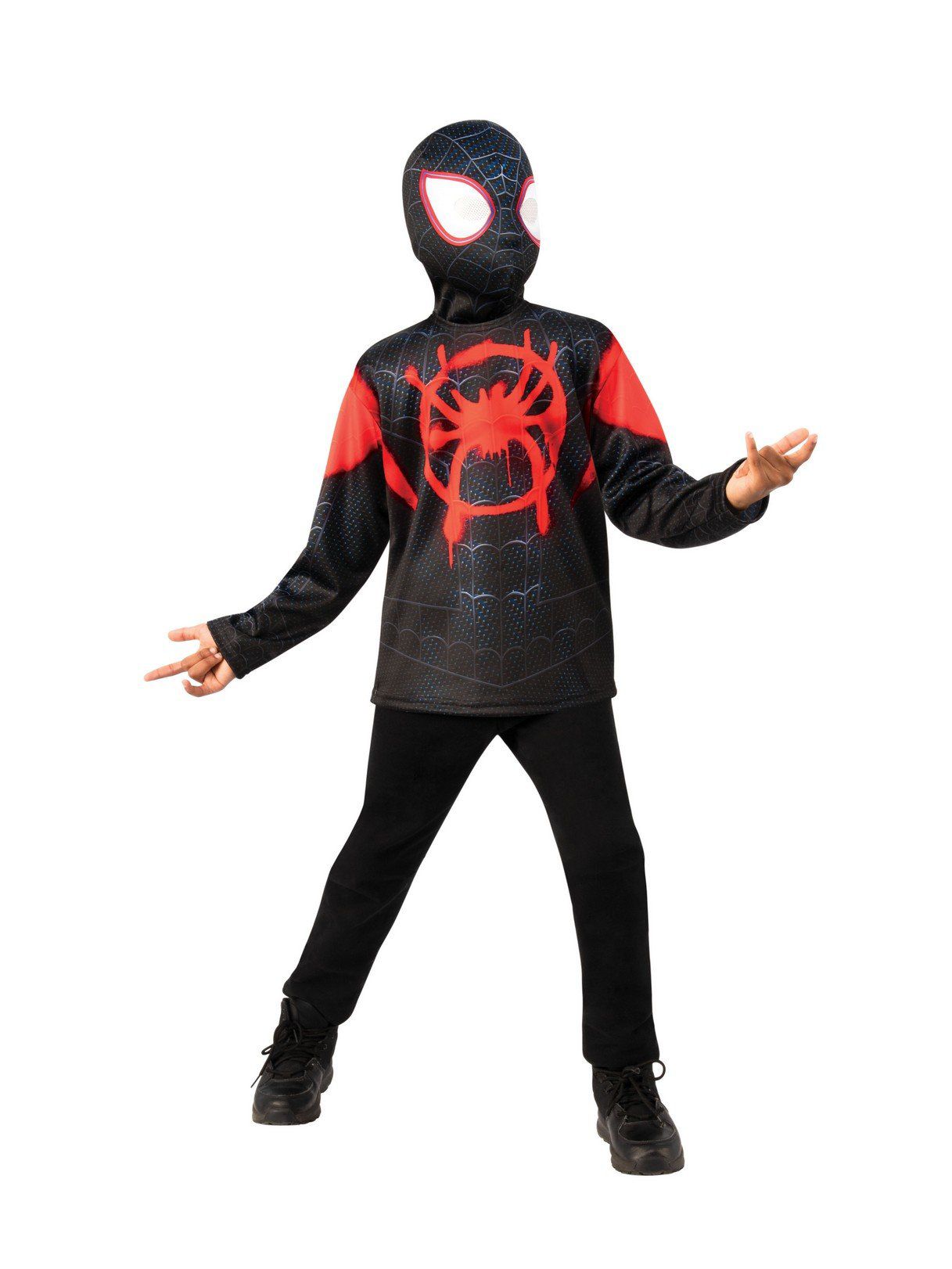 Boys' Spider-Man: Into The Spider-Verse Miles Morales Costume Top and Mask Set - costumes.com