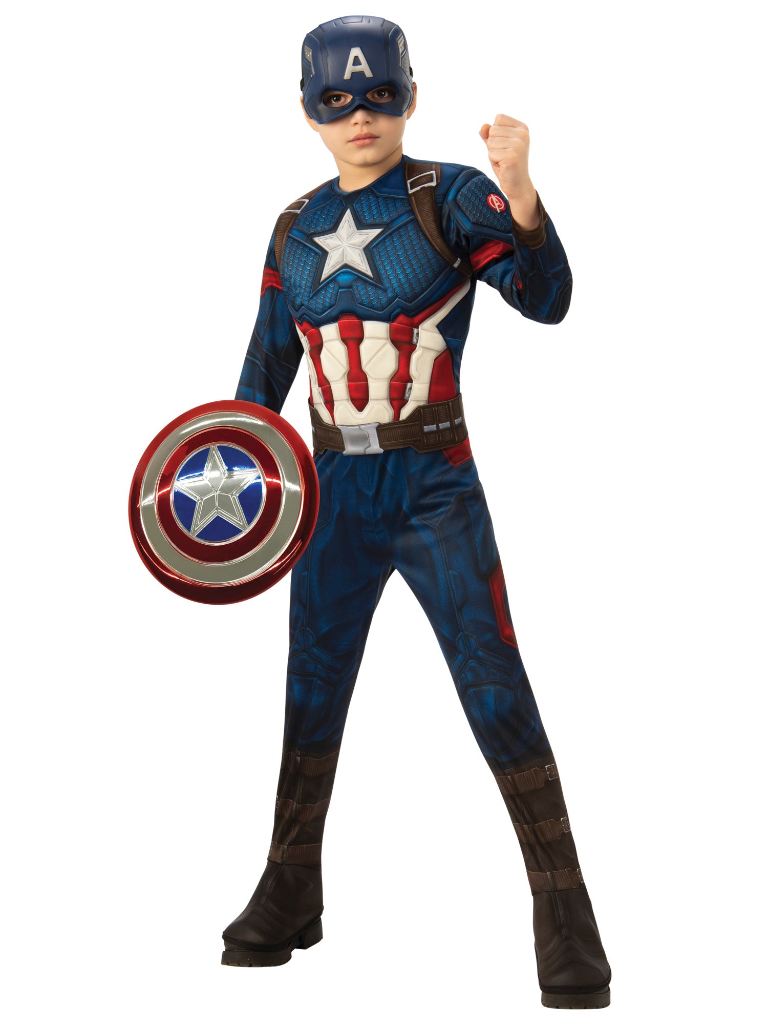 Boys' Marvel Avengers Endgame Captain America Padded Jumpsuit Costume - costumes.com