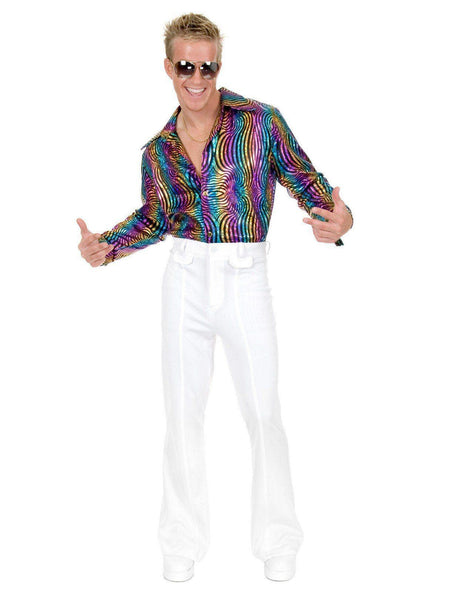 Adult Plus Disco Multi Rainbow Shirt Costume