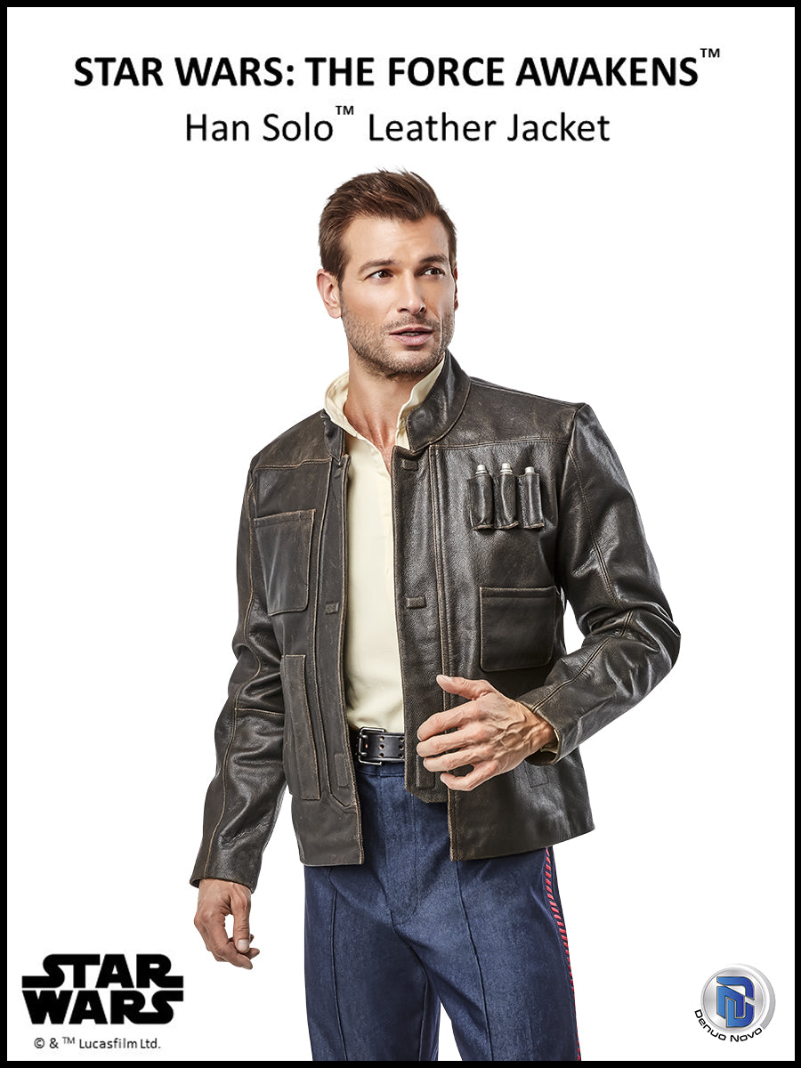 Denuo Novo Star Wars: The Force Awakens Han Solo Leather Jacket - costumes.com