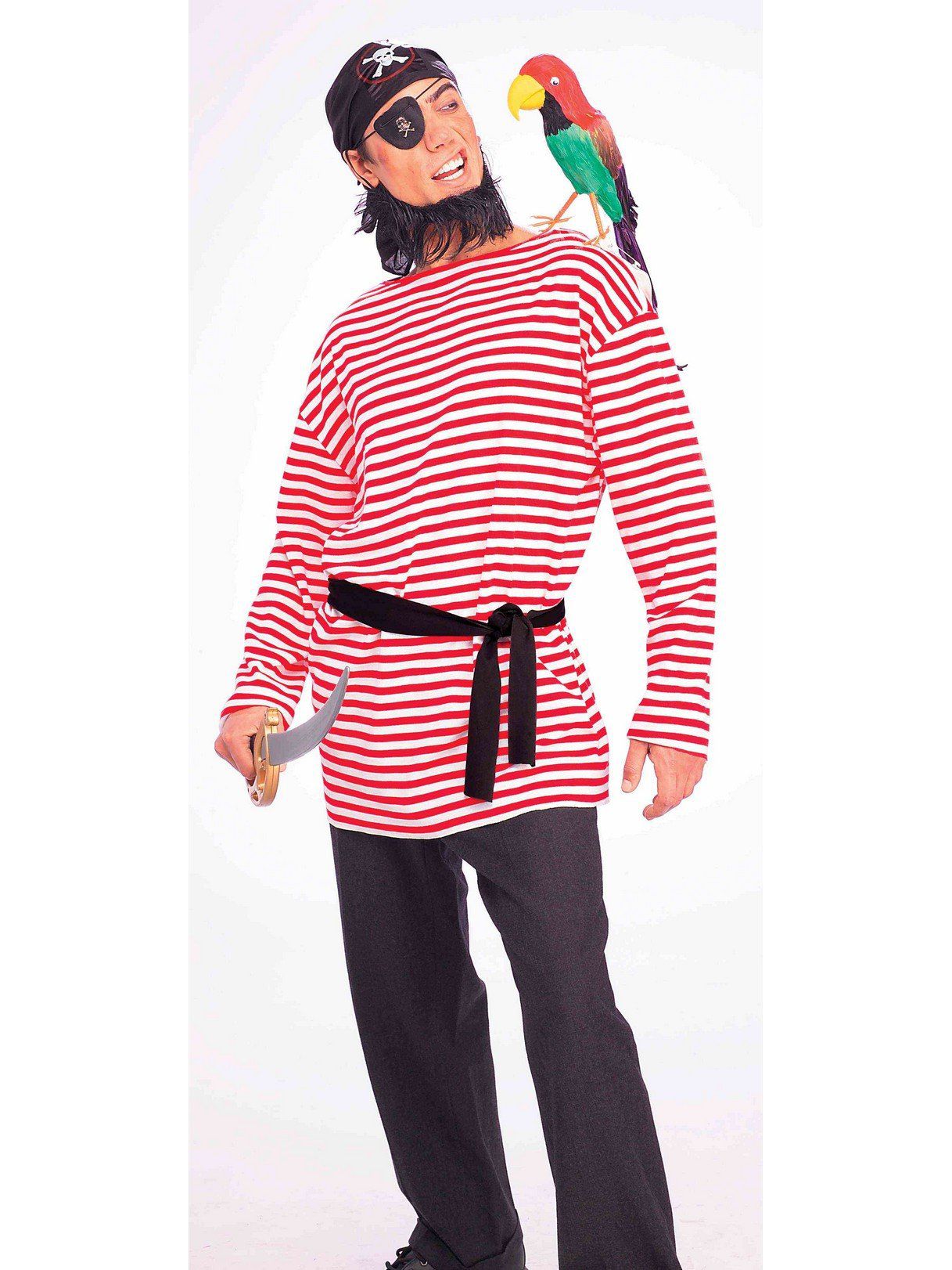 Men's Red and White Striped Pirate Matey Shirt - costumes.com