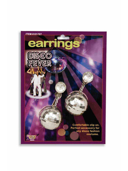 Adult Silver Clip-on Disco Ball Earrings