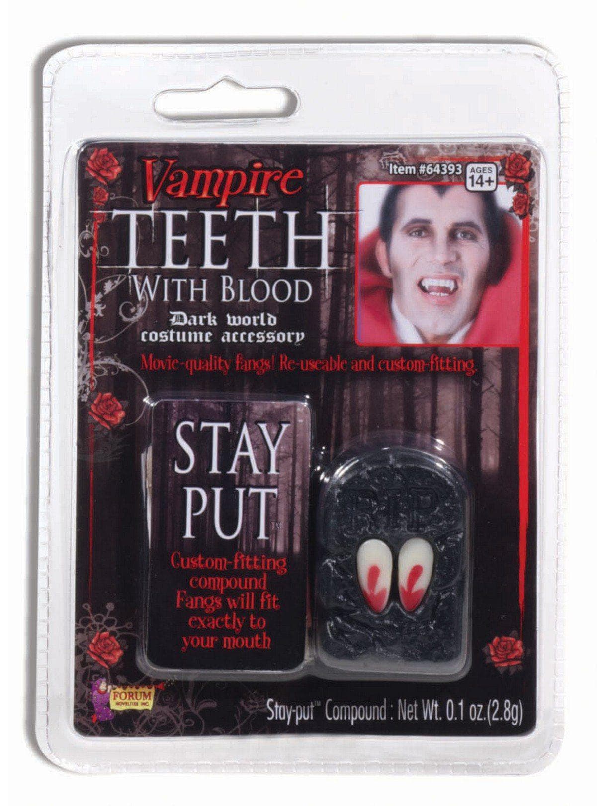 Adult Bloody Stay Put Vampire Fangs - costumes.com
