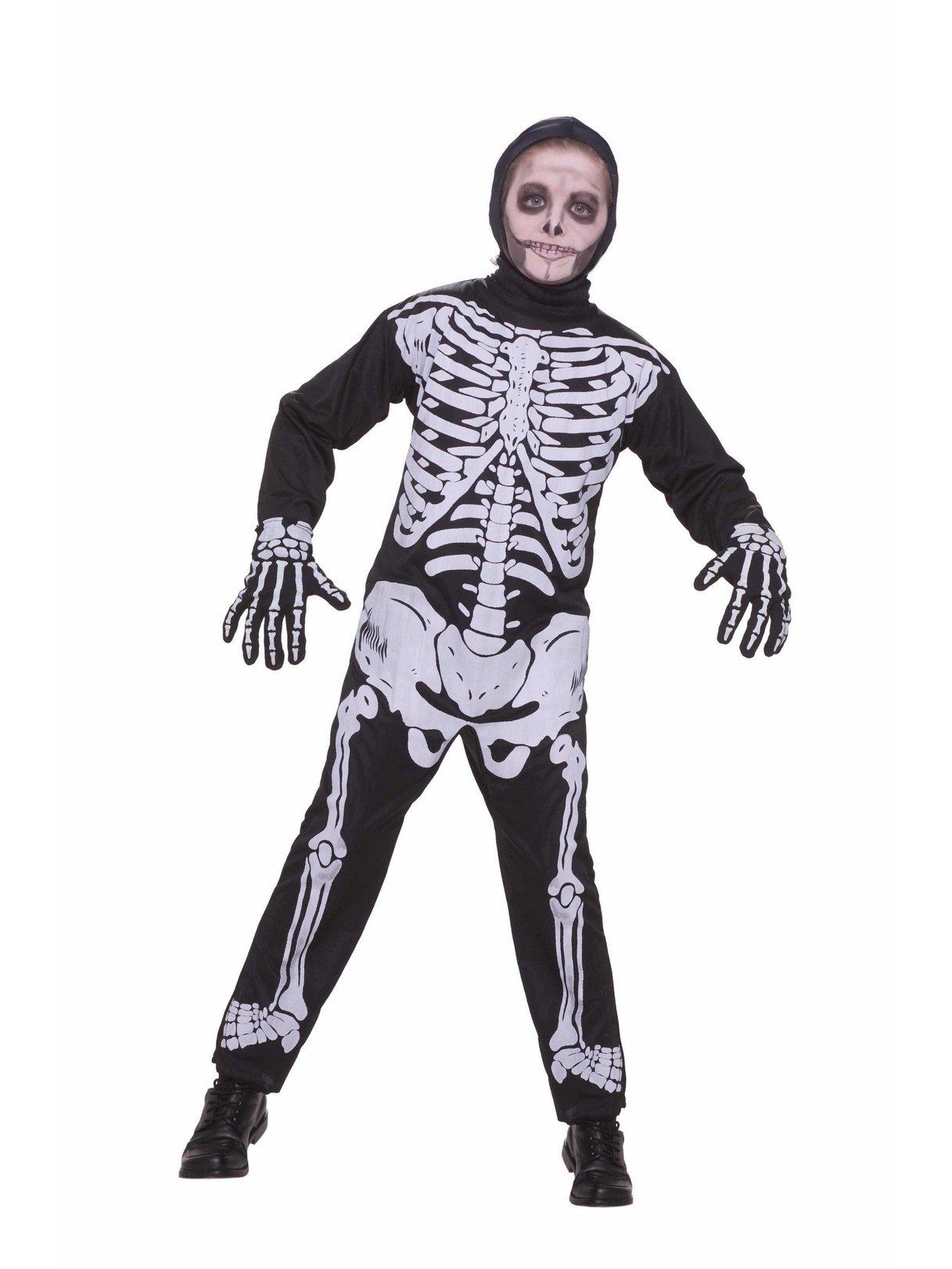 Kids' Skeleton Hooded Jumpsuit - costumes.com