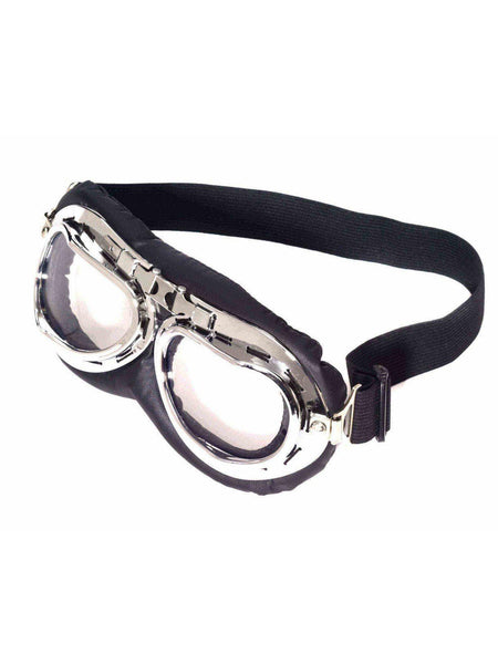 Adult Black and Silver Steampunk Aviator Goggles