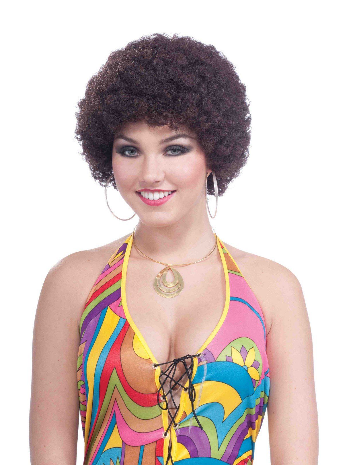 Adult Brown Curly Party Wig - costumes.com