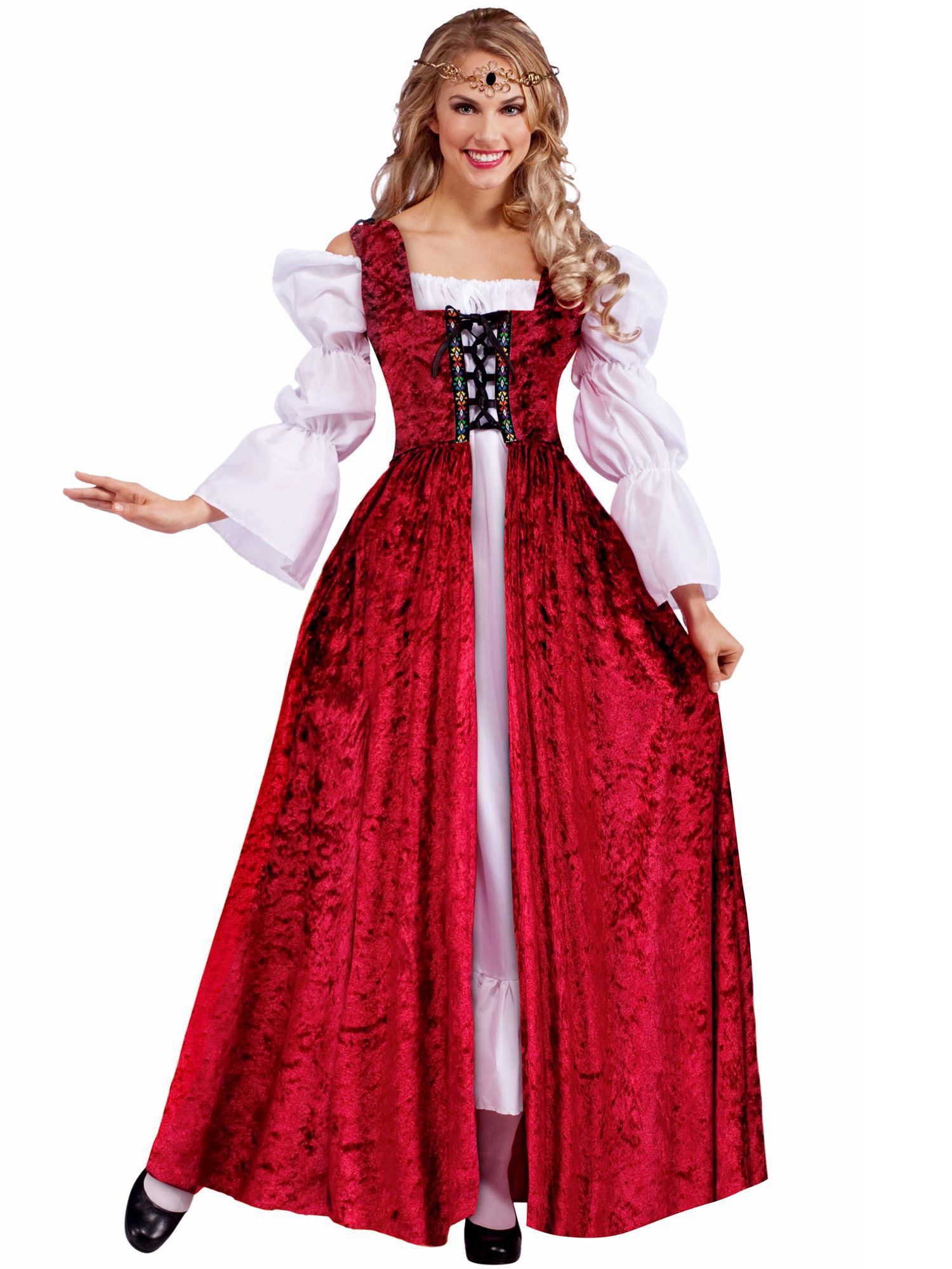 Women's Red Medieval Lace-Up Over Gown Costume - costumes.com