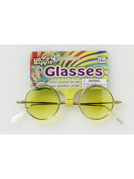 Adult Yellow Lens Round Hippie Glasses
