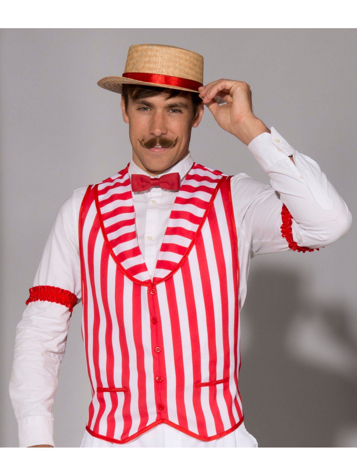 Men's Red and White Barber Shop Quartet Costume Vest - costumes.com