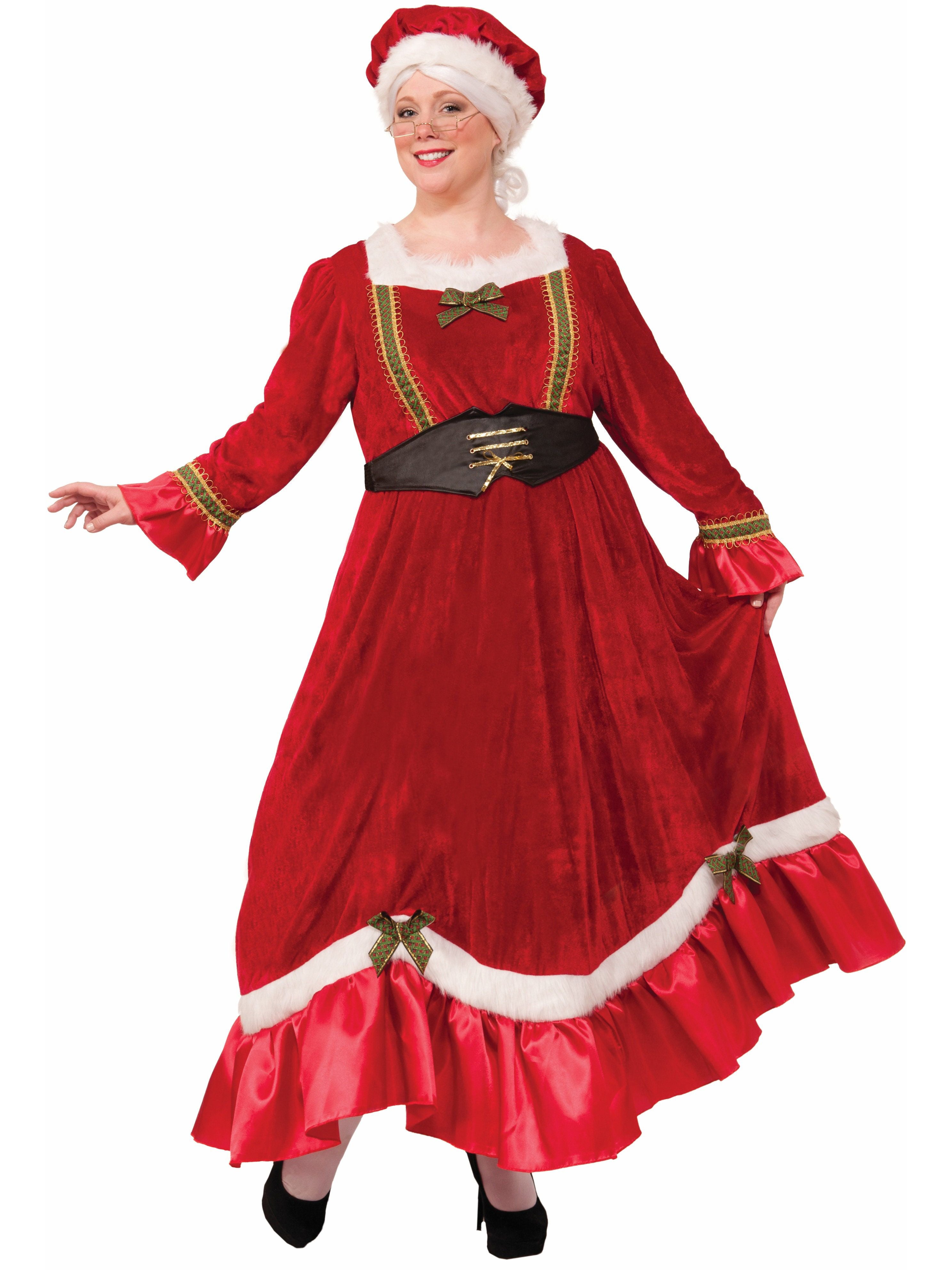 Women's Plus Size Mrs. Claus Traditional Dress Costume - costumes.com