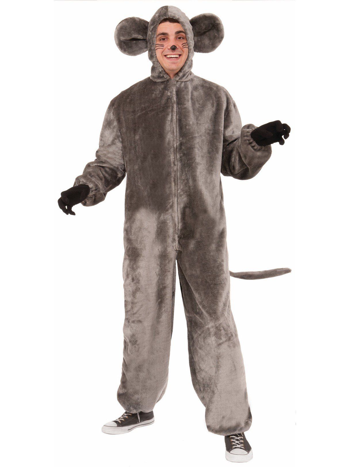 Adult Plush Gray Mouse Hooded Costume - costumes.com