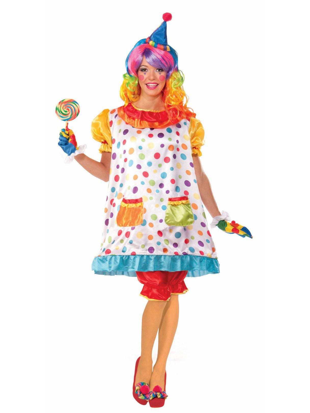 Women's Colorful Polka Dot Wiggles the Clown Costume - costumes.com